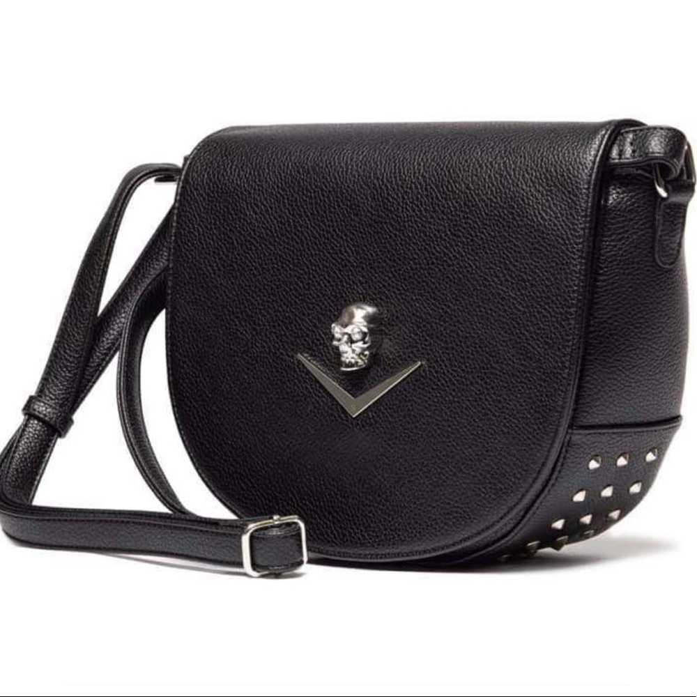Lux De Ville Forest Green Sparkle Studded Saddle Bag NWT